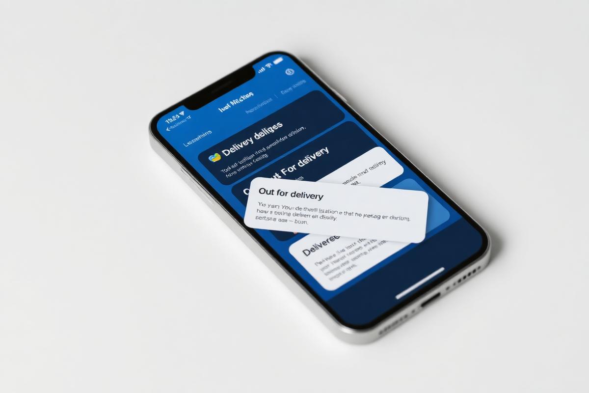 Mockup de notificaciones automáticas de entrega